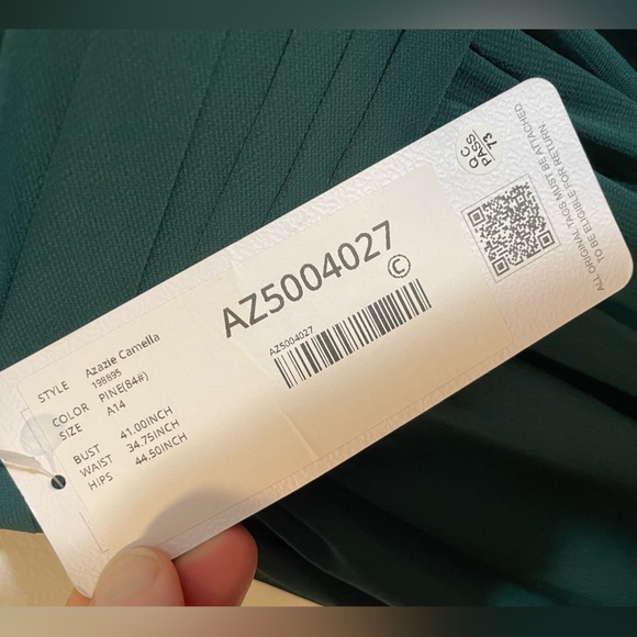 NWT Azazie Emerald Green Bridesmaids Maxi Dress Size A14 Halter Neckline Keyhole - Picture 3 of 15